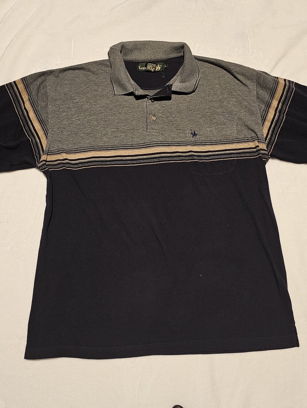 Vintage 90s King’s Court Colorblock Long Sleeve Polo Shirt - Men's L